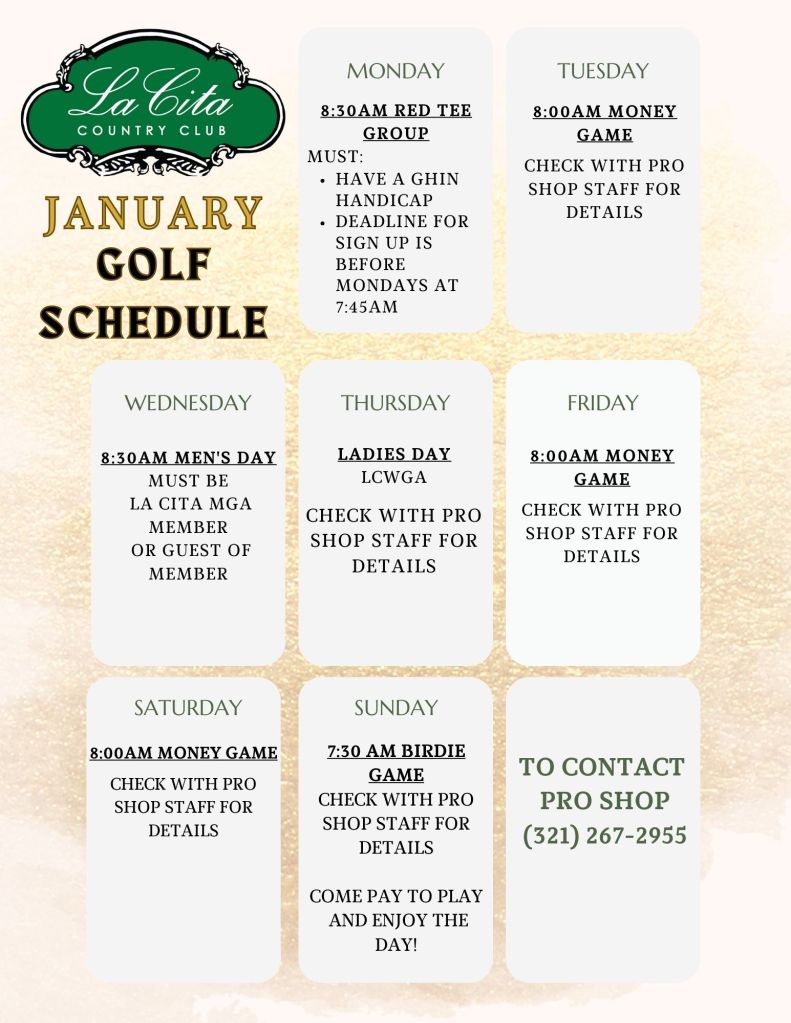 January Golf Schedule